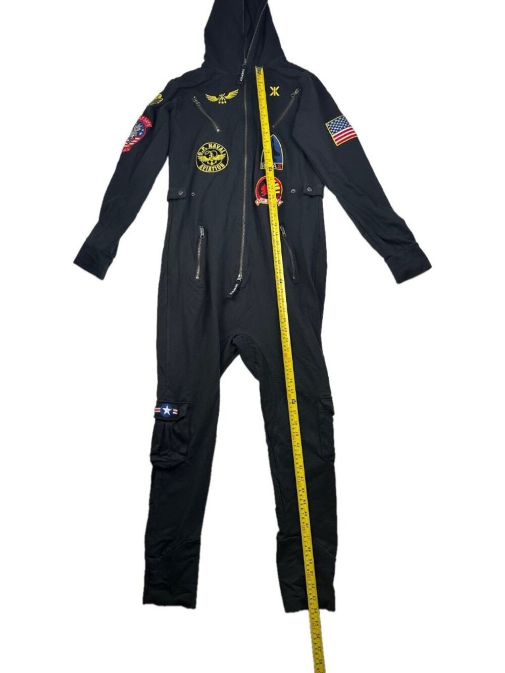 Onepiece Aviator Jumpsuit Top Gun Full Zip Black Cargo Pockets Men's S Norway - Picture 14 of 14